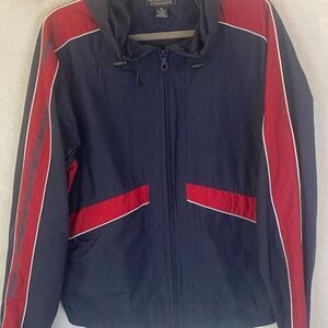 Vintage American Eagle Performance XL Colorblock Windbreaker Jacket Navy Red Y2K